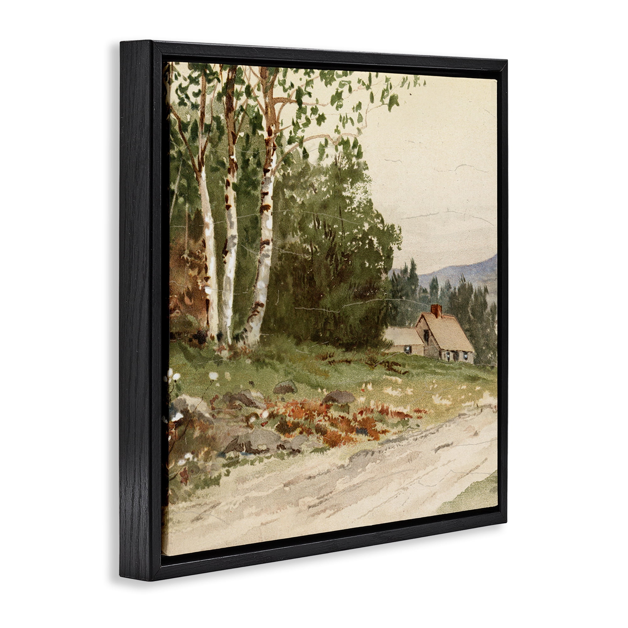 Stupell Industries Farm House Dirt Road Black Framed Floater Canvas Wall Art, design by Lula Bijoux & co.