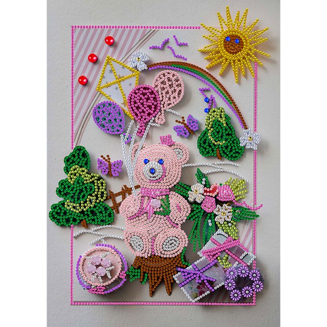 Cuadros Decorativos Pieza hecha a mano Dibujo de taladro Lindo oso 5D Kit de pintura de diamante de bricolaje en forma especial JShteea Nuevos Originales