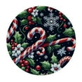 thumbnail image 2 of PIKWEEK  Round Table Cloth,Christmas Snowflake Holly Berries Candy Cane Elastic Stretch Tablecloth for Dining, Kitchen, Wedding, Parties, Fits Tables, 2 of 7
