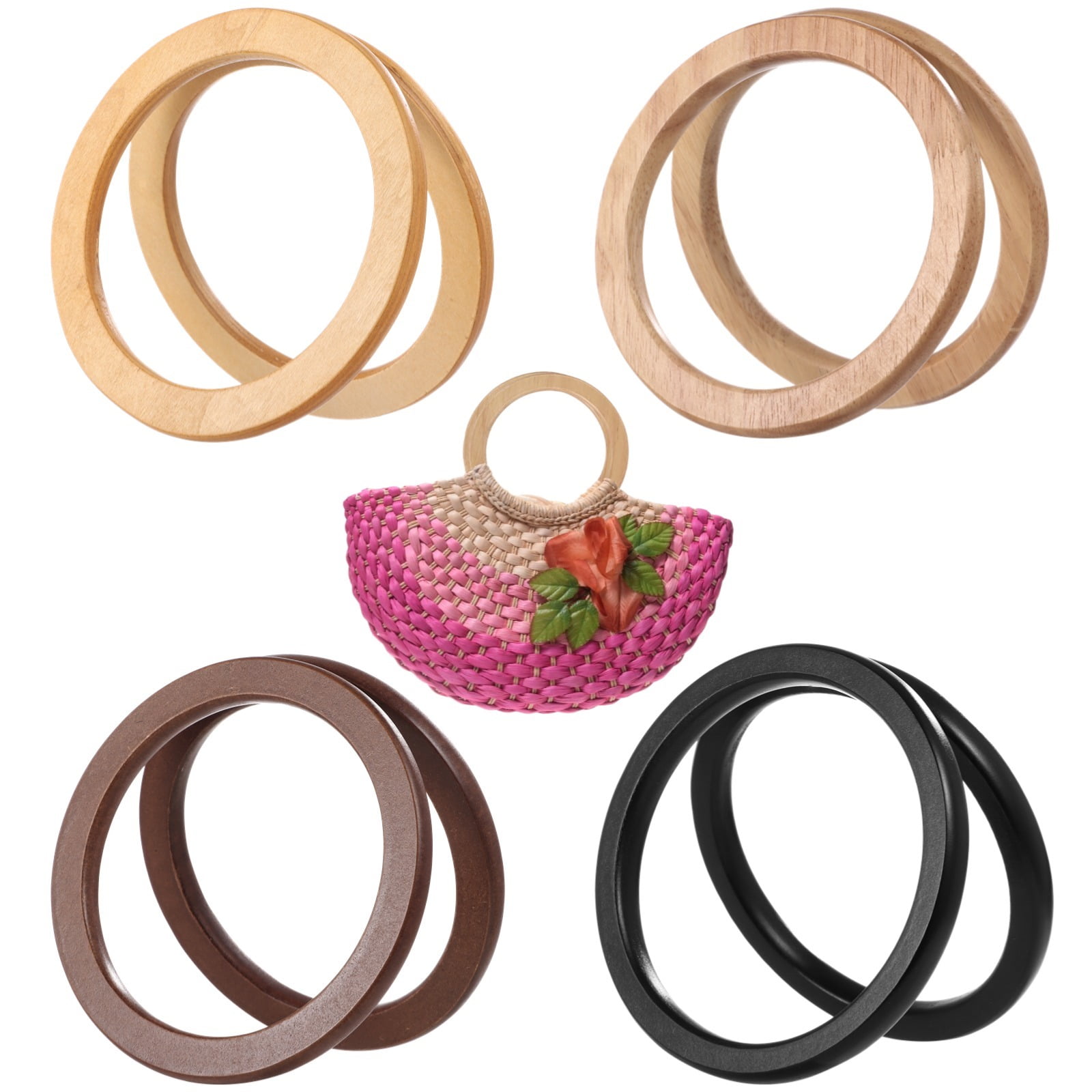 asas de madera para bolsas, asas redondas de colores, asas