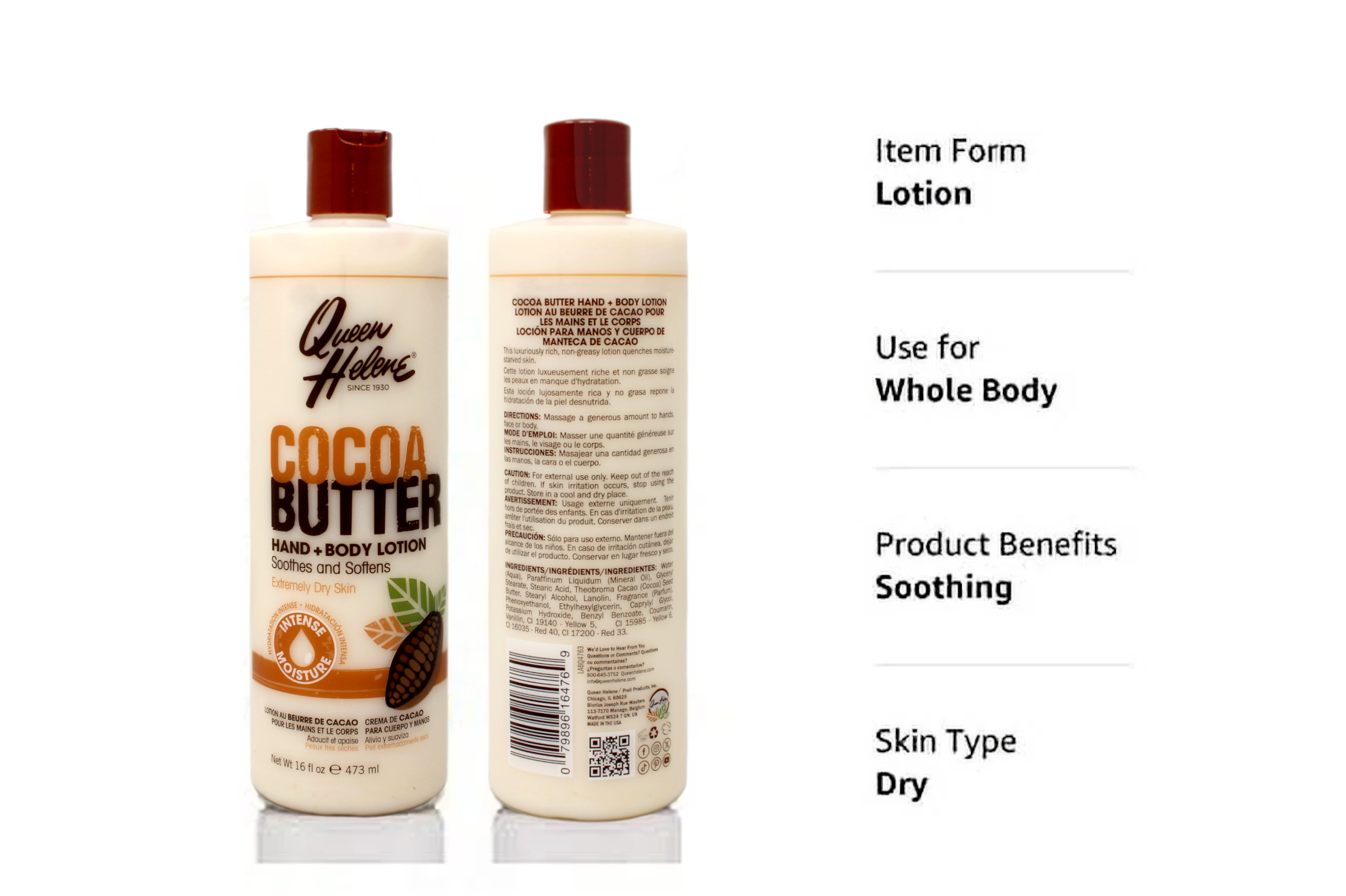 3 Pack QUEEN HELENE Cocoa Butter Hand & Body Lotion 16 Ounce each