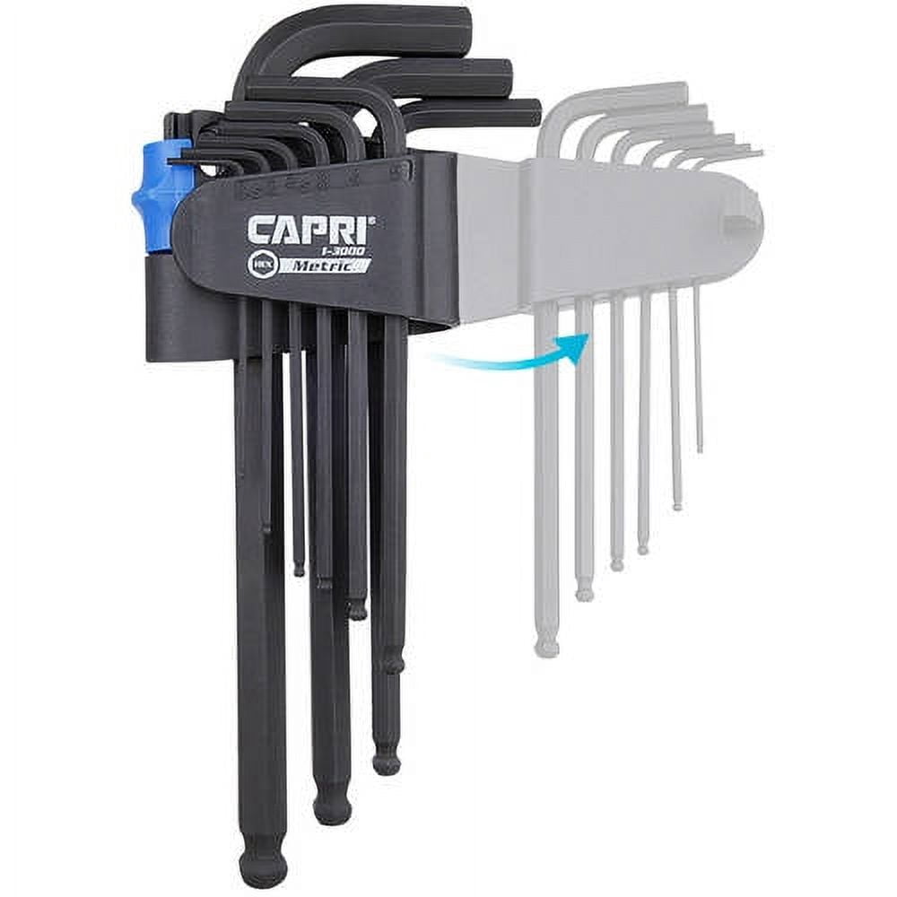 Capri Tools Hex Key Set, Long Arm Ballpoint End, Metric and SAE
