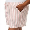 thumbnail image 6 of Briggs Women's Smoked Elastic Waist Linen Blend Pull-On Shorts (Pink Stripe, S), 6 of 8