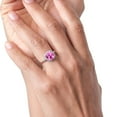 thumbnail image 4 of Gem Stone King 10K White Gold Pink Created Sapphire and White Diamond Women's Engagement Ring (3 Cttw, Cushion 8MM, Available in Size 5, 6, 7, 8, 9), 4 of 7