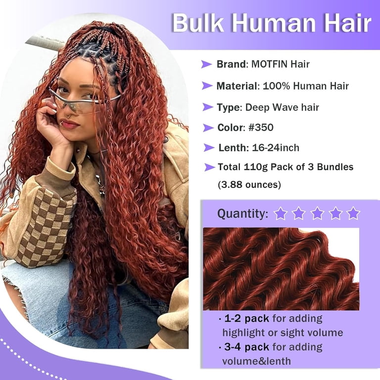 Human Braiding Hair for Boho Braids Human Hair 3 Bundles 