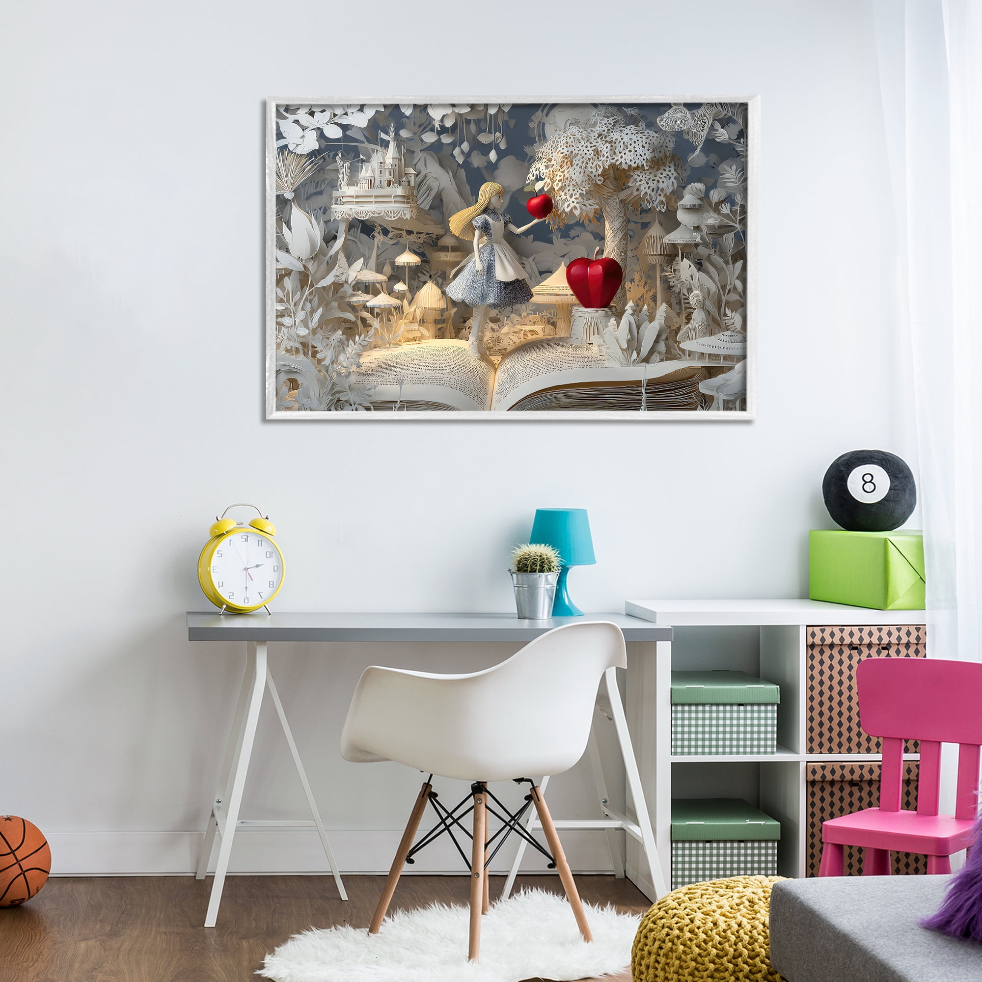 Stupell Industries Fairytale Scene Papercraft White Framed Giclee Art, design by The Wands Want