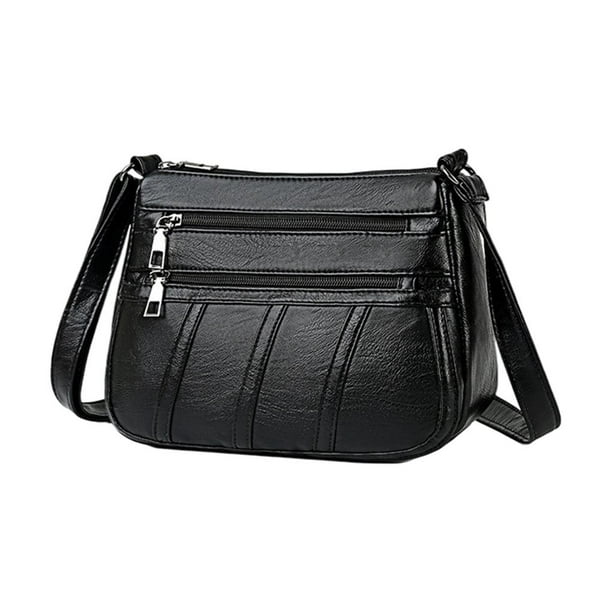 Women Bags Soft PU Leather Purses and Handbags Multi Pocket Shoulder Black