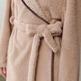 thumbnail image 4 of TMOYZQ Womens Hooded Robe, Fleece Long Plush Hooded Robe Warm Bathrobe Belted Loose Ladies Nightgown Lounge Winter Warm Fuzzy Spa Robes Nightgowns with Belt, 4 of 9