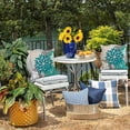 thumbnail image 5 of Dark Blue Green Outdoor Pillow Covers 20X20 Inch Set of 2 Spring Teal Flower Pillow Case Outdoor Waterproof Decor for Patio Funiture Garden Polyester pillowcovers 002D20, 5 of 6