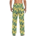 thumbnail image 2 of Top-kevin Abstract Landscape Palm Trees Beach Yellow Mens Pajamas Bottoms Cotton Sleepwear Pants with Pockets, 2 of 13
