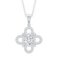 thumbnail image 2 of Rosec Jewels Lab Diamond Floral Pendant Necklace - Vintage Inspired Wedding Necklace (EF-VS Grade), 925 Sterling Silver, 2 of 6