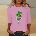 thumbnail image 1 of T-Shirt Ample à Manches Trois-Quarts et Col Rond Imprimé pour la Saint-Patrick pour Femmes, 1 of 5