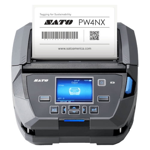 SATO PW4NX Mobile Thermal Label Printer, 4-Inch 203 DPI Barcode Printer, NFC Bluetooth Wi-Fi, Model WWPW41001