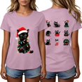 thumbnail image 2 of Frostluinai Christmas Cats Shirts for Women Crew Neck Short Sleeve Funny Xmas Party Tee Shirt Daily Walking Casual Tops S-3XL, 2 of 6