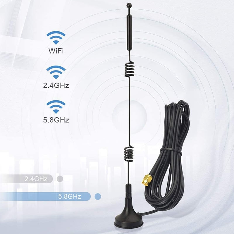 2,Dual Band WiFi 2.4GHz 5GHz 9dBi Magnetic Base RP-SMA Male Antenna for Wireless 
