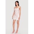 thumbnail image 2 of Women's Floral Sequin Side Ruched Lace Up Back Mini Dress, 2 of 3