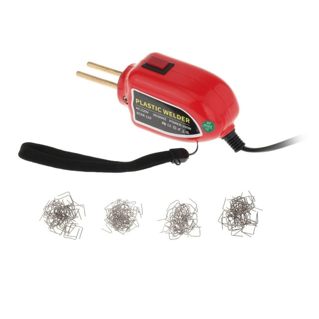 Machine de Réparation de Voiture 100W, Machine de Soudage, Réparation de Fissures de Voiture 110V, Facile à Utiliser avec Agrafes de 0.8 0.6 mm pour Anneaux, Panneau d'Instruments, Rouge