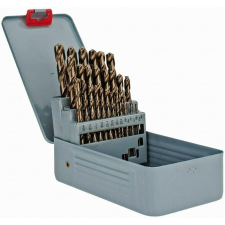 

Value Collection 1/16 to 1/2 135° Point Bright Finish Cobalt Jobber Length Drill Bit Set 29 Piece Split Point Straight Shank Series 209