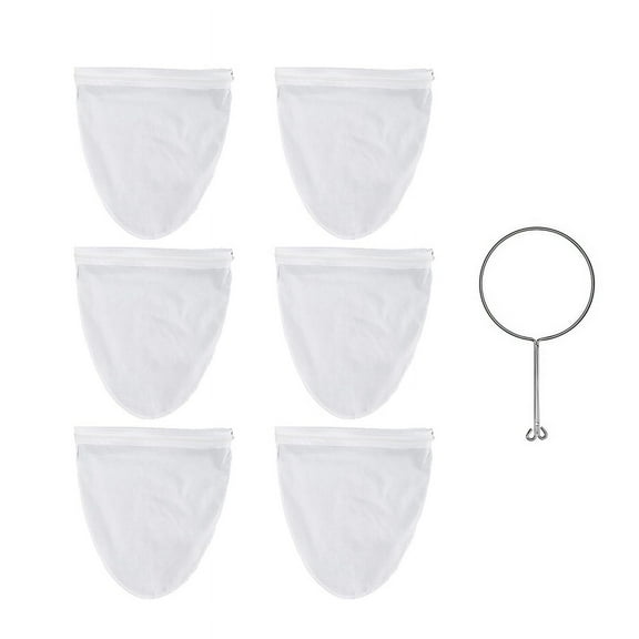 6 Milk Tea Filter Bags Ultrafine Mesh Filter Bags Tea Bags with Stainless Steel Handles Filter Coffee Tea Milk(Small)