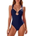 thumbnail image 2 of PNTUTB 2026 Women's Swimwear Solid-Color One-Piece Swimsuit with Star Accents Interconnected Cutout Straps Slimming and Body-Hugging Design, 2 of 6