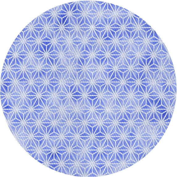 Ahgly Company Machine Washable Indoor Round Transitional Sky Blue Area Rugs, 7' Round