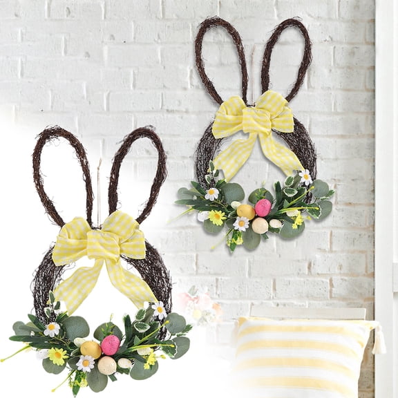 Homesteed Easter Bunny Wreath Form Metal Bunny Head Shaped Wire Wreath Frame for Front Door DIY Spring Holiday Easter Wreaths Decoration