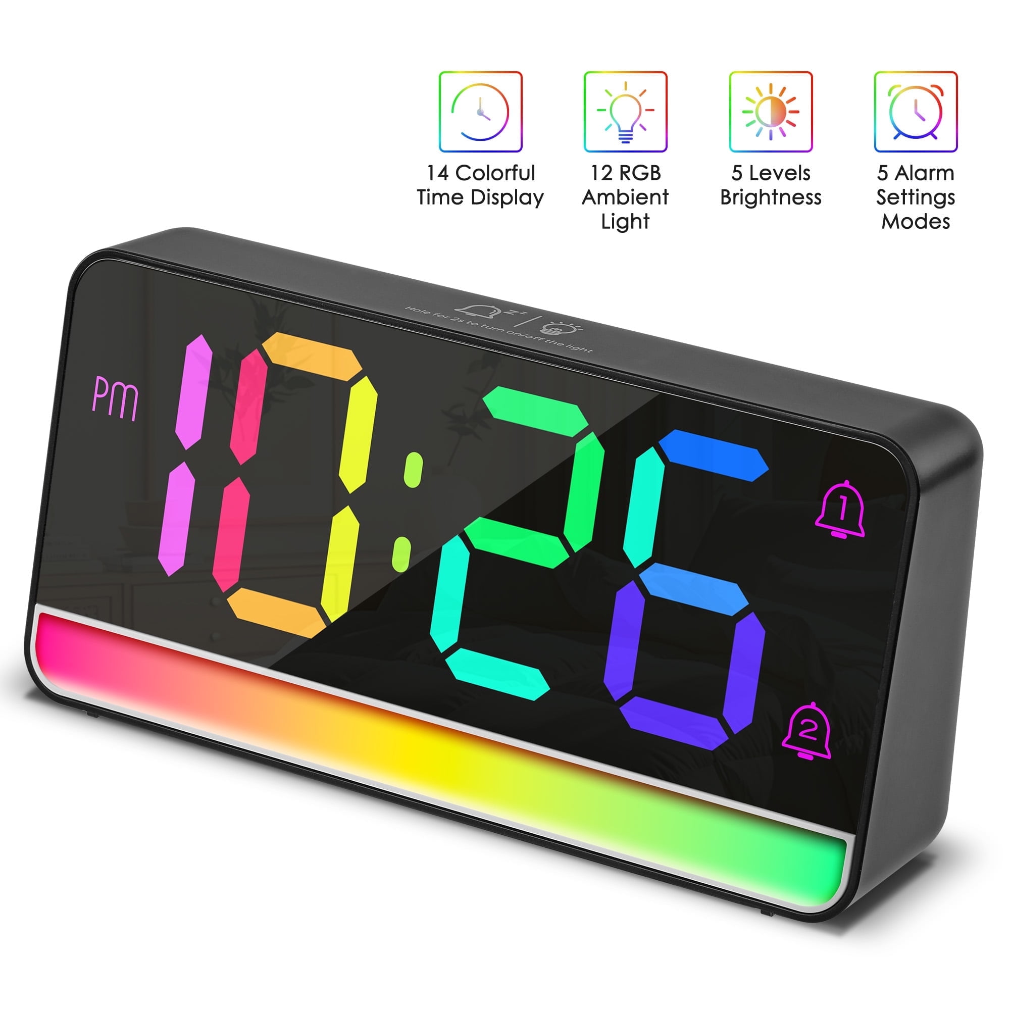 GPX C303B LED Dual Alarm Clock Radio with USB Charging and Green