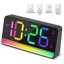 Onekawa Digital Alarm Clock for Bedrooms Living Room with USB Charging Port Super Loud Alarm Clocks for Heavy Sleepers with Large Big Numbers, Electric Desk Clock with LED RGB Ambient