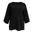 thumbnail image 6 of Oversized Tshirts for Women Non Slit Patched Color Bell Sleeve T Shirt Women's Summer Casual Crewneck Batwing Half Sleeve Tee Loose Basic Black Summer Tops for Women, 6 of 9