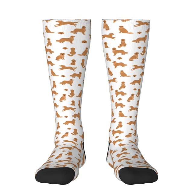 Xecao Labrador Retriever Dog Pattern Adult Stockings with Color-Block Design and 3D Print, Breathable Comfortable Hosiery for Daily Wear and Sports
