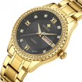 thumbnail image 4 of Reloj para parejas, resistente al agua, con luz nocturna, hebilla de mariposa, correa de acero, reloj dorado con diamantes para hombre, 4 of 6
