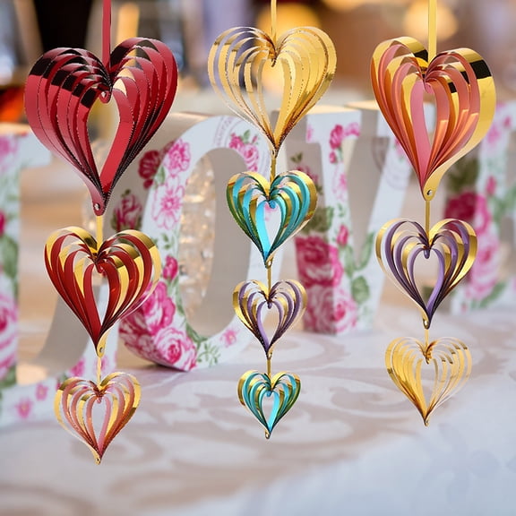 BOBOMOTI Heart Ornaments Valentine's Day Romantic Heart Shape Ornament Decorations Xmas Valentines Day Wedding Anniversary Party Home Decor