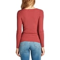 thumbnail image 2 of KOGMO Women's Long Sleeve V-Neck Fitted Rib Rayon Nylon Sweater Top, 2 of 3