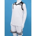 thumbnail image 3 of TiaoBug Kids Boys Basketball Training Uniform Sleeveless V Neck Top Workout Tank with Athletic Wide White L, 3 of 7
