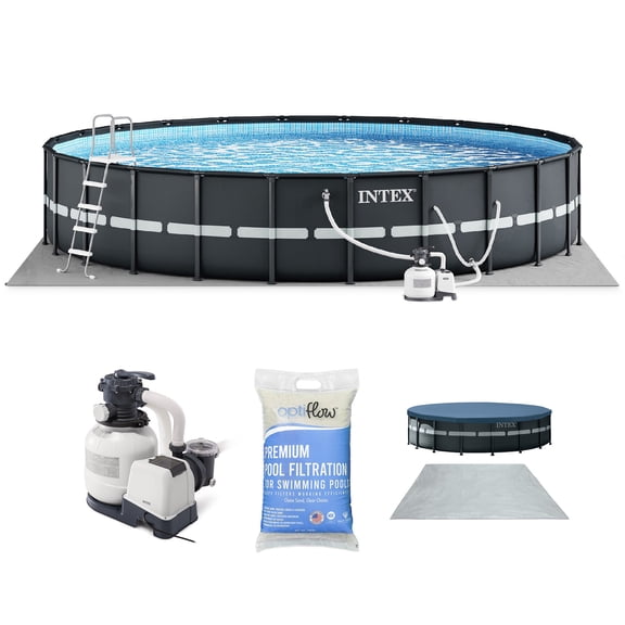 Intex Ultra XTR Frame 18' x 52" Above Ground Pool Set and OptiFlow Premium Filter Sand