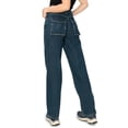 thumbnail image 3 of KHAKI & BLUE Women's High Rise Full Length Back Volume Pockets With Pleats Baggy Jeans With Dart At Knee, 3 of 8