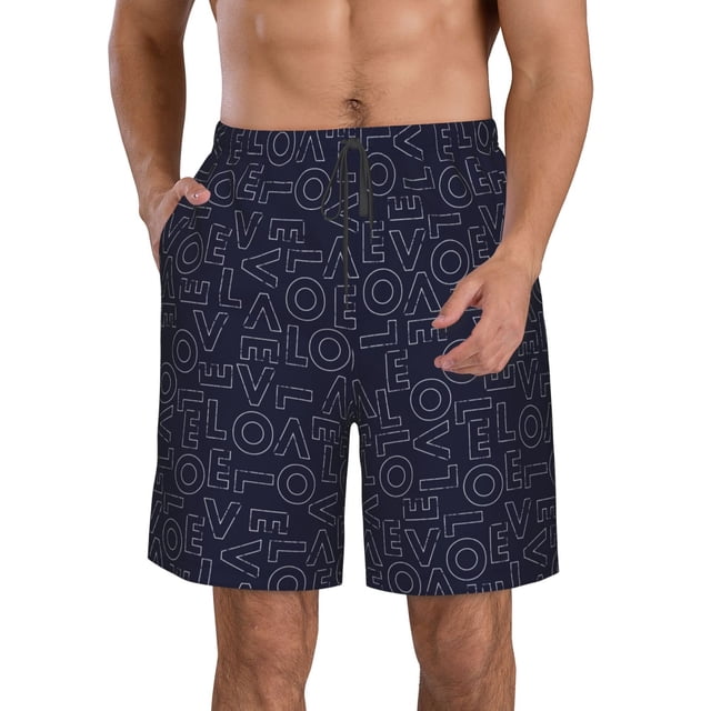 Fotbe LOVE Trajes de Baño Estampados para Hombre, Shorts de Verano de Secado Rápido, Ropa de Playa, Bañadores-Medium