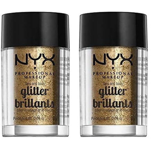 Maquillaje profesional Glitter NYX para rostro y cuerpo, color bronce (paquete de 2)