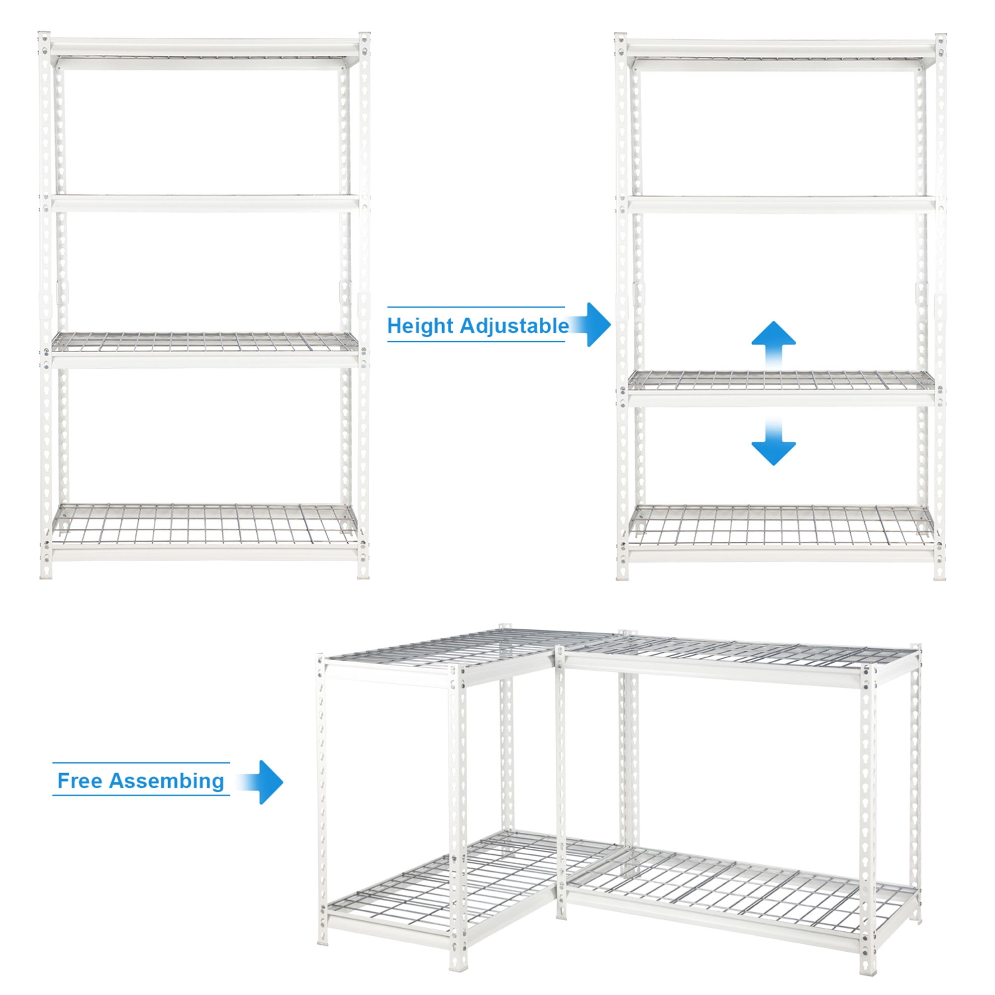 Pachira 36W x 18D x 60H Adjustable Height 4-Shelf Steel Shelving Unit  Utility Organizer Rack for Home, Office, and Warehouse, White