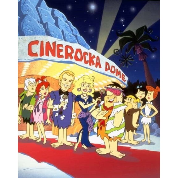 The Flintstones Fred Barney Betty & Wilma outside Cinerocka Dome 16x20 poster