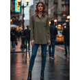 thumbnail image 4 of Women's Long Sleeve Button Down Shirt, Classic Collared Pocket Blouse, Loose Versatile Commute Top, Casual Office Women, 4 of 9