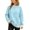 *Light Blue, variant on ClodeEU Women's Fake Two Piece Crewneck Long Sleeve Sweatshirt,Casual Loose Pullover Top ,Women's Plus L