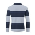 thumbnail image 5 of Bibifish Mens Polo Shirt Wide Horizontal Striped Print Zip Collar Tops With Stitched Pocket Detail Outdoor Casual Tees, 5 of 5