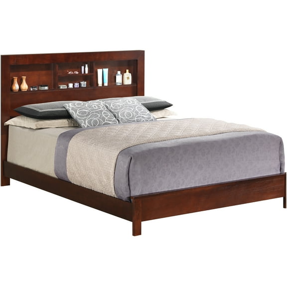 JERFIT Queen Size Bed Frame, Cherry Finish Wood Platform Bed with Headboard and Footboard, Heavy Duty Support, Easy Assembly