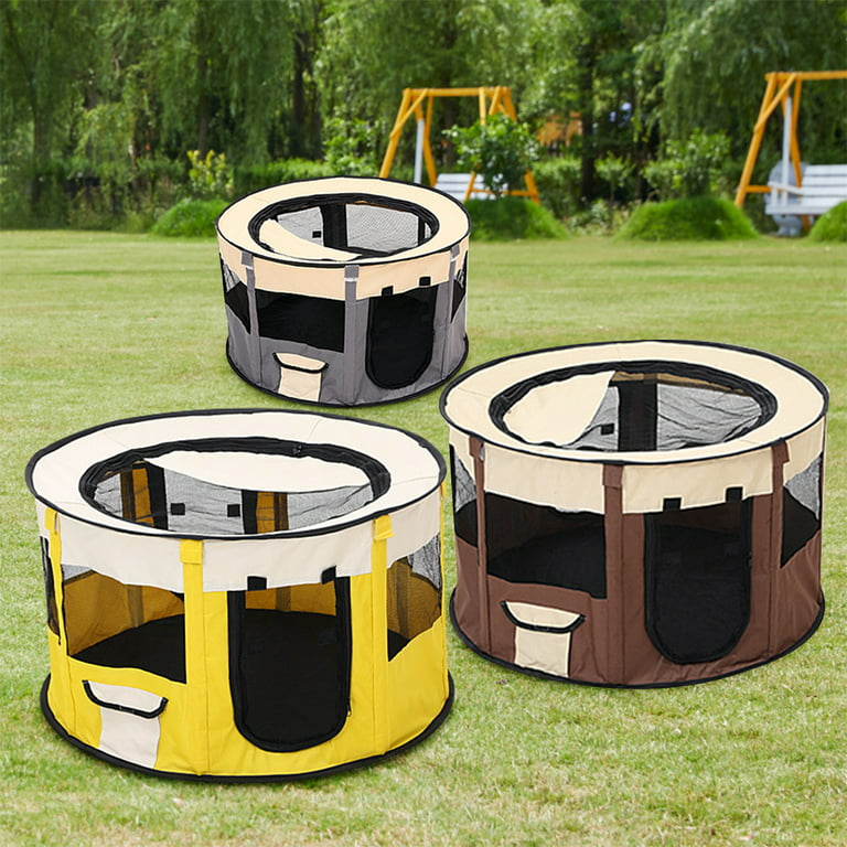 Portable Pet Playpen, Dog Playpen Foldable Pet Exercise Pen Tents Dog  Kennel House Playground for Puppy Dog Yorkie Cat Bunny Indoor Outdoor  Travel Camping Use,coffee，G139622 