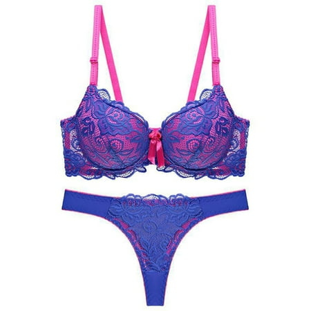 

Women Lace Push Up Bra And Thong Lingerie Set Underwear Size 36-42 B C Cup
