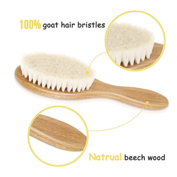 3pcs Hair Brush Comb Set Newborn Hairbrush Kit Infant Comb Soft Wool Hair Wooden Handle Baby Scalp Massage
