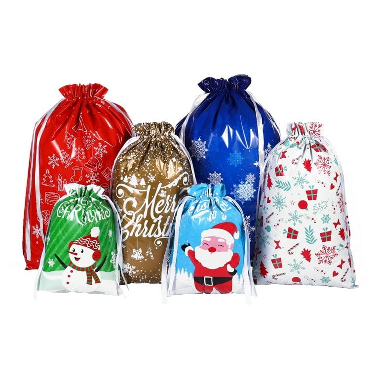 30PCS Christmas Gift Bags Christmas Wrapping Bags with Gift Wrap Ribbon for Christmas Holiday New Years Eve Party Favor Presents Treat Gifts