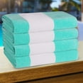 thumbnail image 3 of Superior Cabana Striped 4-Piece Oversized Cotton Beach Towel Set, Mint, 3 of 8