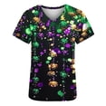 thumbnail image 2 of TaTaai Women's Carnival Printed Top Short Sleeve V-Neck Pocket Loose Fit Casual Summer Festival Blouse Shirt Party Vacation Daily Gift, 2 of 5